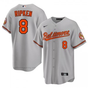 Men Cal Ripken Jr. #8 Gray Baltimore Authentic Stitch Baseball Jersey 3N2YV697