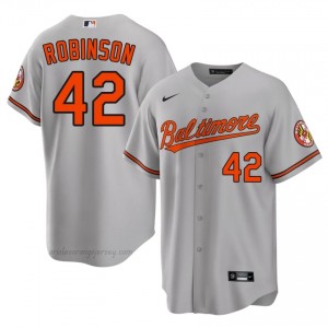 Men Jackie Robinson #42 Gray Baltimore Authentic Stitch Baseball Jersey j11nn470