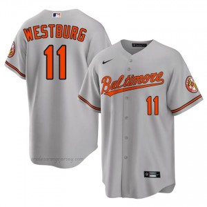 #11 Jordan Westburg Gray Baltimore O's Men Official Stitch Baseball Jersey kv4VCM87