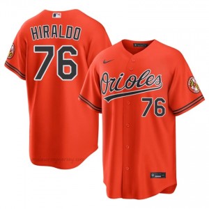Men Yaramil Hiraldo #76 Orange Baltimore Authentic Stitch Baseball Jersey Orqj3t14