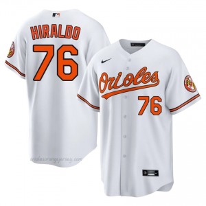 Baltimore Orioles #76 Yaramil Hiraldo White Men Premium Embroidery Baseball Jersey KT1K1w58
