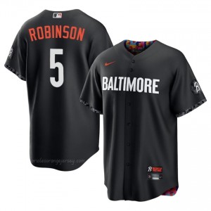 Baltimore Orioles #5 Brooks Robinson Black Men Premium Embroidery City Connect Baseball Jersey 40838666