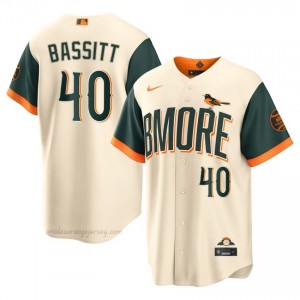 #40 Chris Bassitt Cream Baltimore O's Men Official Stitch City Connect Baseball Jersey 1Pd4km89