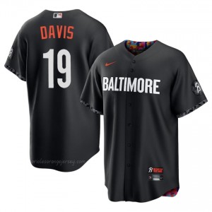 Baltimore Orioles #19 Chris Davis Black Men Premium Embroidery City Connect Baseball Jersey l6fuHX27