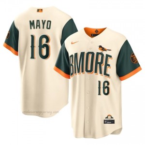 #16 Coby Mayo Cream Baltimore O's Men Official Stitch City Connect Baseball Jersey o03q5875