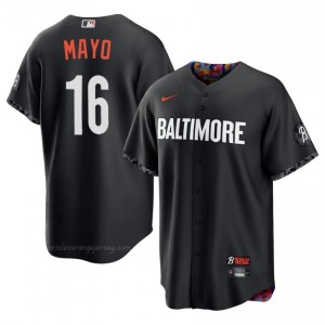 Men Coby Mayo #16 Black Baltimore Orioles Game Embroidery Baseball City Connect Jersey 56665P34