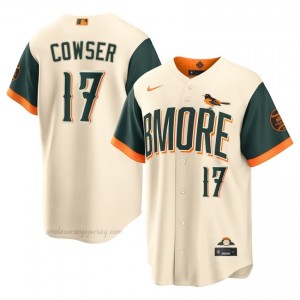 Colton Cowser #17 Cream Baltimore O's Men Pro-Grade Stitch Baseball City Connect Jersey c43RYH84