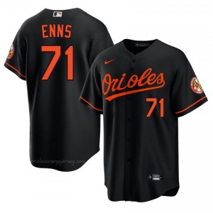 Orioles #71 Dietrich Enns Black Men Replica Stitched Baseball Jersey y44a5M11