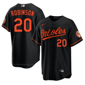 Orioles #20 Frank Robinson Black Men Replica Stitched Baseball Jersey 6S8um727