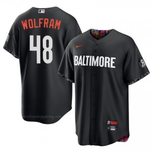 Baltimore Orioles #48 Grant Wolfram Black Men Premium Embroidery City Connect Baseball Jersey Txmq5K25