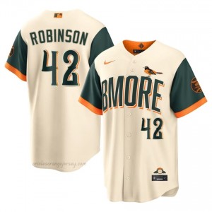 #42 Jackie Robinson Cream Baltimore O's Men Official Stitch City Connect Baseball Jersey VqrG4340