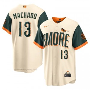 Men Manny Machado #13 Cream Baltimore Authentic Stitch Baseball City Connect Jersey 3T2JS828