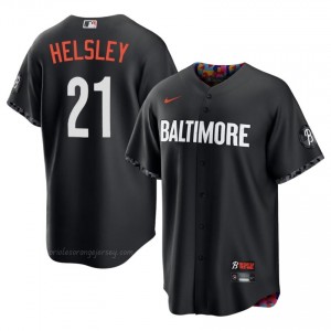 #21 Ryan Helsley Black BAL Orioles Men Gameday Embroidery City Connect Baseball Jersey 54K3NV32