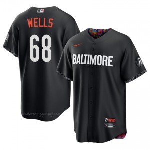 #68 Tyler Wells Black BAL Orioles Men Gameday Embroidery City Connect Baseball Jersey H2RL6P10