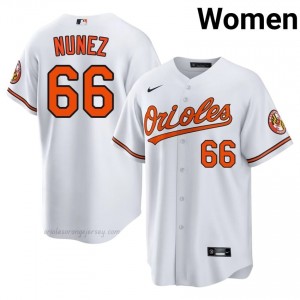 Women Anthony Nunez #66 White Baltimore Authentic Stitch Baseball Jersey GIHT6049