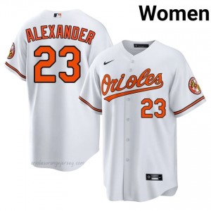 Baltimore #23 Blaze Alexander White Women Player Stitch Baseball Jersey N8221E16