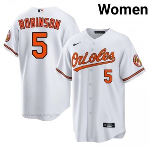 Women Brooks Robinson #5 White Baltimore Authentic Stitch Baseball Jersey BnYoDj32