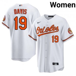 Women Chris Davis #19 White Baltimore Authentic Stitch Baseball Jersey X450I498