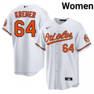 Women Dean Kremer #64 White Baltimore Authentic Stitch Baseball Jersey oVGC0l95