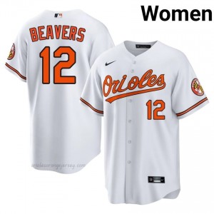 Women Dylan Beavers #12 White Baltimore Authentic Stitch Baseball Jersey g01M5877