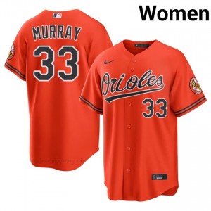 Orioles #33 Eddie Murray Orange Women Replica Stitched Baseball Jersey 16FUMd95