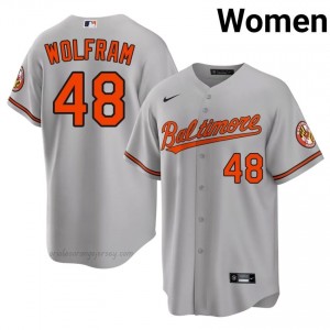 #48 Grant Wolfram Gray BAL Women Classic Stitched Baseball Jersey L2723173