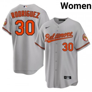 Grayson Rodriguez #30 Gray BAL Women MLB Stitched Baseball Jersey 4647M768