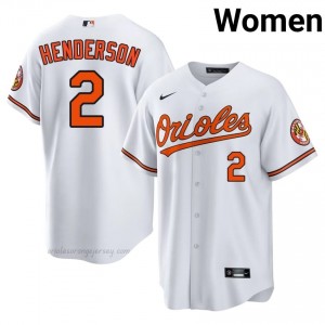 Women Gunnar Henderson #2 White Baltimore Authentic Stitch Baseball Jersey j7gj2v45