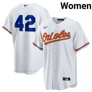 #42 Jackie Robinson Day White BAL Orioles Women Gameday Embroidery Baseball Jersey 2gb80w61