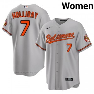 Orioles #7 Jackson Holliday Gray Women Replica Stitched Baseball Jersey 7l2H8F23