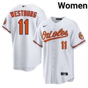 Jordan Westburg #11 White Baltimore O's Women Pro-Grade Stitch Baseball Jersey x4L25181
