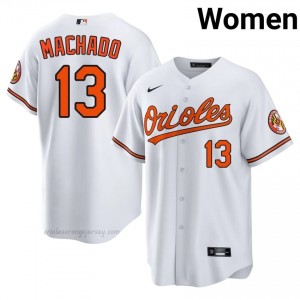 #13 Manny Machado White Baltimore O's Women Official Stitch Baseball Jersey 8HPF1810