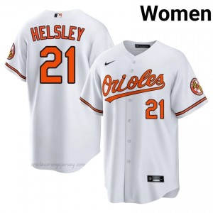 Ryan Helsley #21 White Baltimore O's Women Pro-Grade Stitch Baseball Jersey yP712795