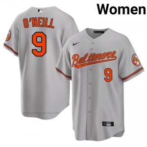 Orioles #9 Tyler O'Neill Gray Women Replica Stitched Baseball Jersey 2502N370