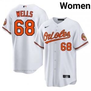 Tyler Wells #68 White Baltimore O's Women Pro-Grade Stitch Baseball Jersey 077A4u56