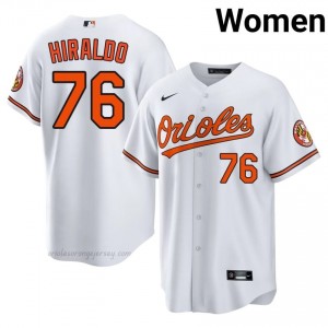 #76 Yaramil Hiraldo White Baltimore O's Women Official Stitch Baseball Jersey 2JB1Dr42
