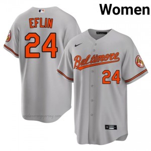 Orioles #24 Zach Eflin Gray Women Replica Stitched Baseball Jersey 7liy3849