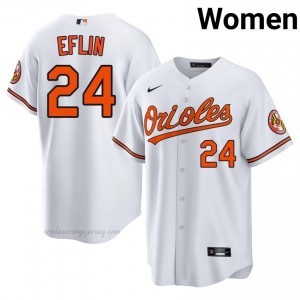 #24 Zach Eflin White Baltimore O's Women Official Stitch Baseball Jersey 766SL471
