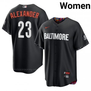 Blaze Alexander #23 Black Baltimore O's Women Pro-Grade Stitch Baseball City Connect Jersey 62iWH636