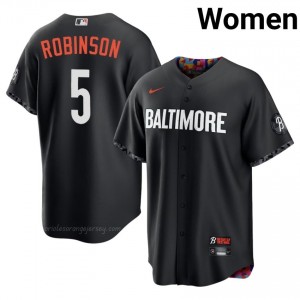 #5 Brooks Robinson Black Baltimore O's Women Official Stitch City Connect Baseball Jersey l6055249