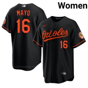 #16 Coby Mayo Black BAL Orioles Women Gameday Embroidery Baseball Jersey 2178iC30