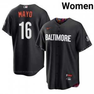 Coby Mayo #16 Black Baltimore O's Women Pro-Grade Stitch Baseball City Connect Jersey 0M53uY13