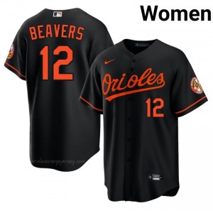 Dylan Beavers #12 Black BAL Orioles Women Limited Embroidery Baseball Jersey 65x27u58