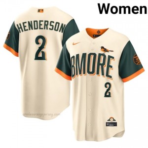 Baltimore Orioles #2 Gunnar Henderson Cream Women Premium Embroidery City Connect Baseball Jersey 0333W880