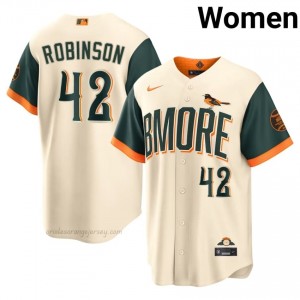 Women Jackie Robinson #42 Cream Baltimore Orioles Game Embroidery Baseball City Connect Jersey 181snn51