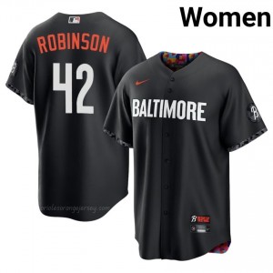 Jackie Robinson #42 Black Baltimore O's Women Pro-Grade Stitch Baseball City Connect Jersey nm101368