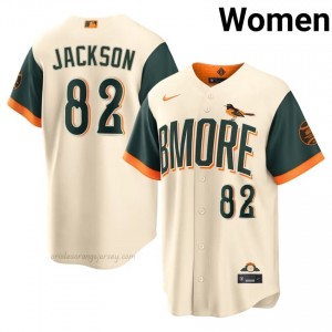 #82 Jeremiah Jackson Cream BAL Orioles Women Gameday Embroidery City Connect Baseball Jersey 50i5ky50