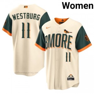 #11 Jordan Westburg Cream BAL Orioles Women Gameday Embroidery City Connect Baseball Jersey QRK0Uw29