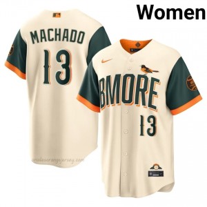 Manny Machado #13 Cream BAL Orioles Women Limited Embroidery Baseball City Connect Jersey 42307t83