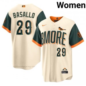 #29 Samuel Basallo Cream BAL Orioles Women Gameday Embroidery City Connect Baseball Jersey d038A789